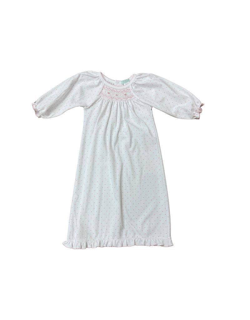 Rosebud Dots Smocked Gown NB