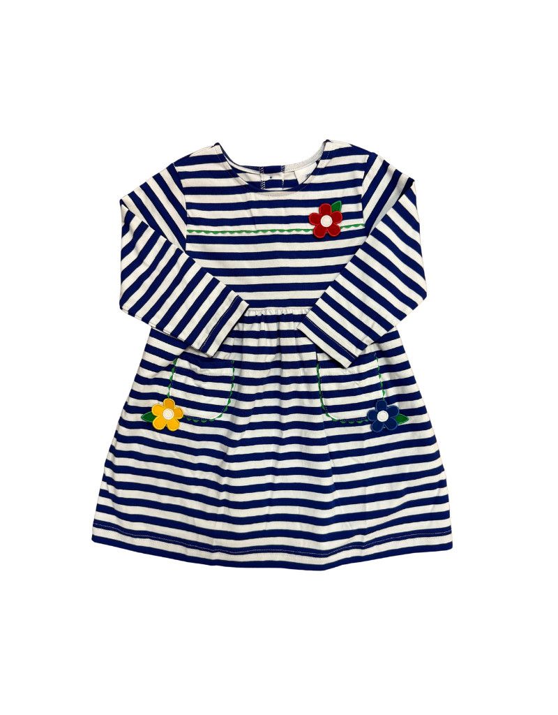 Stripe Knit Dress With Flowers