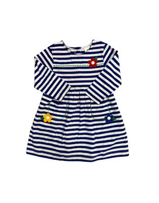 Stripe Knit Dress With Flowers