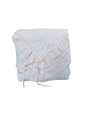 Pink w Pink  Ribbon Pointelle Knit Blanket