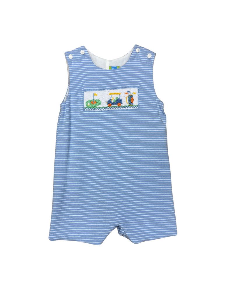 Blue Stripe Knit Jon Jon W/Smocked Golf
