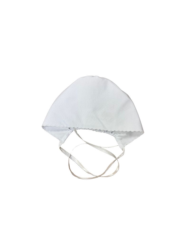Baby Bonnet with White Scallop Trim