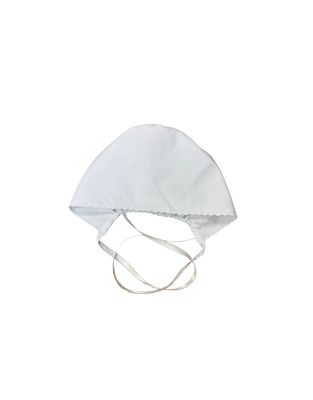 Baby Bonnet with White Scallop Trim