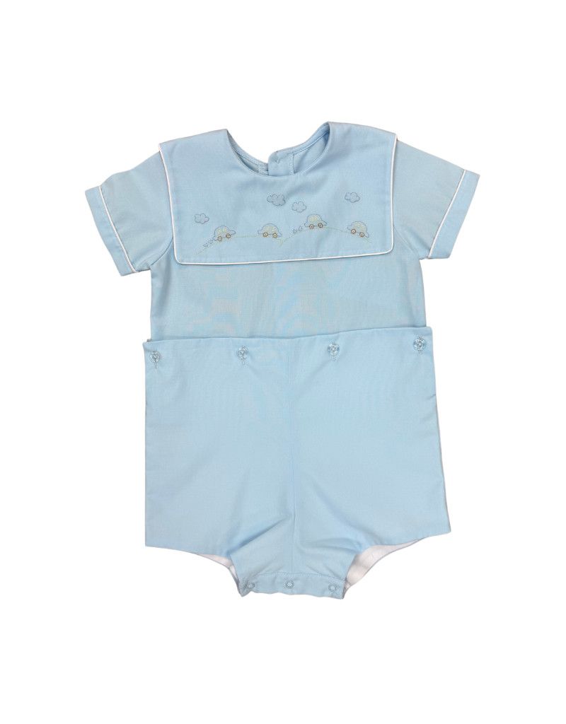 Blue Car Square Collar Button On 