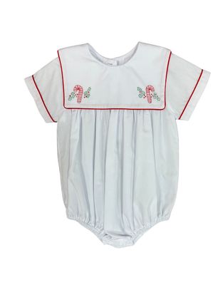 White Boys Bubble Candy Cane Emb Bib Collar