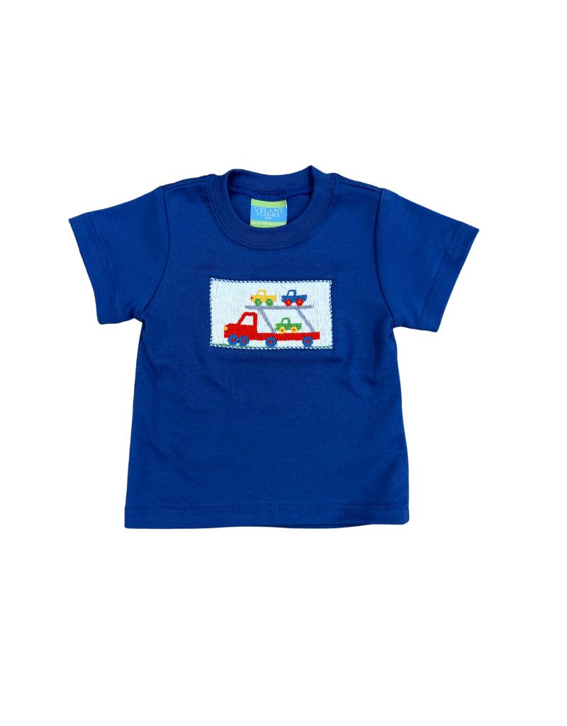 Royal Blue T-Shirt W/Smocked Car Hauler 12m