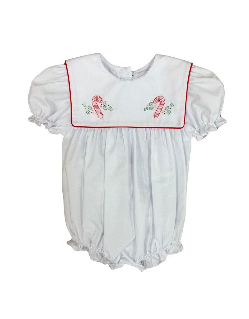 White Girls Bubble Candy Cane Emb Bib Collar