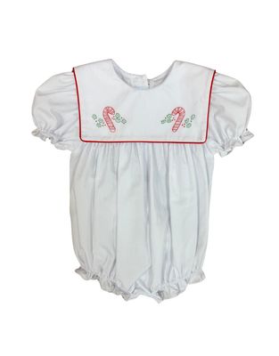 White Girls Bubble Candy Cane Emb Bib Collar