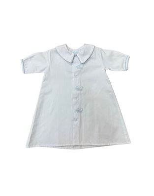 White/Blue Pique Day Gown with Lamb