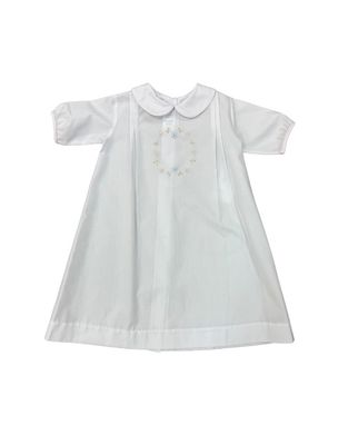 White Daygown with Flower Wreath Embroidery