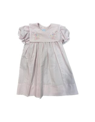 Pink Dress with Floral Bouquet Embroidery