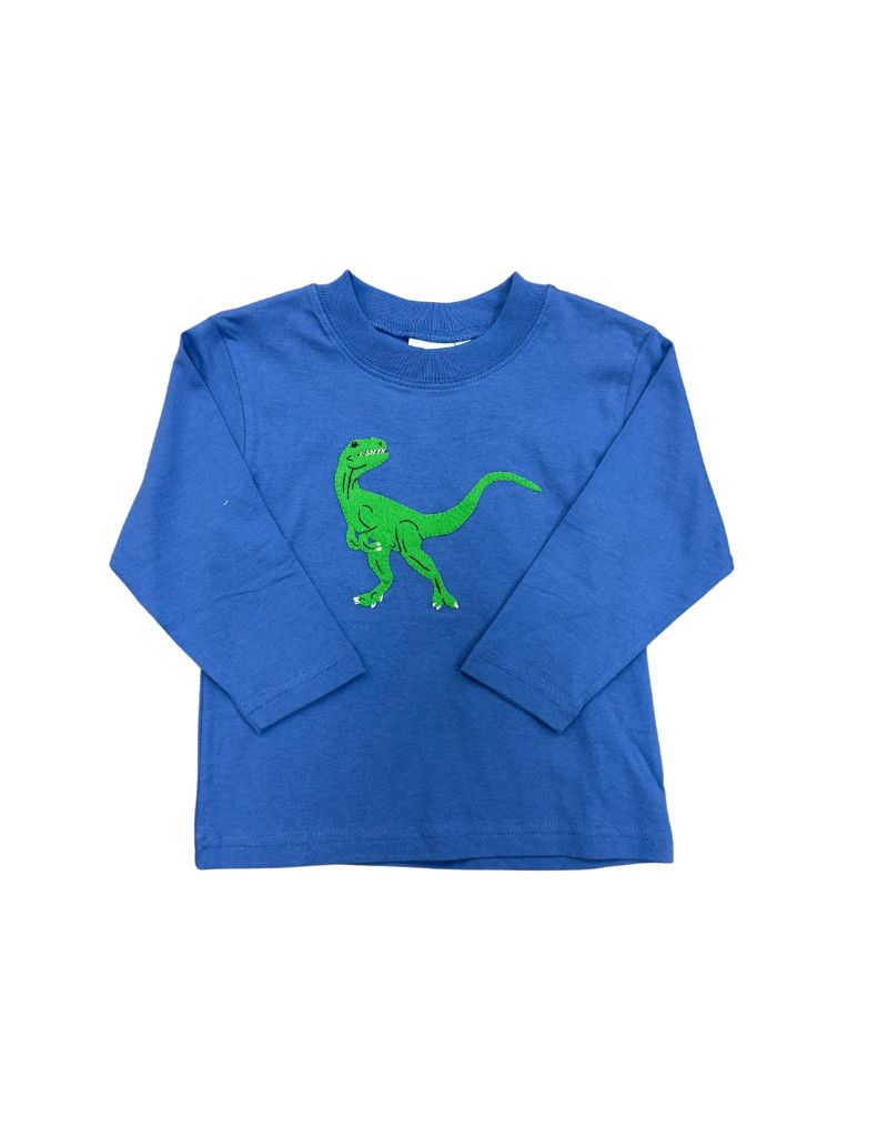 Dark Chambray Long Sleeve Tee w/ Green Raptor