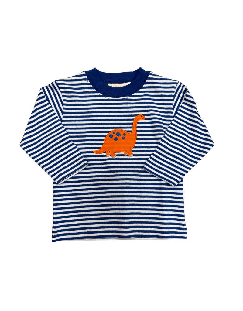  Brontosaurus on Blue and White Stripe Shirt