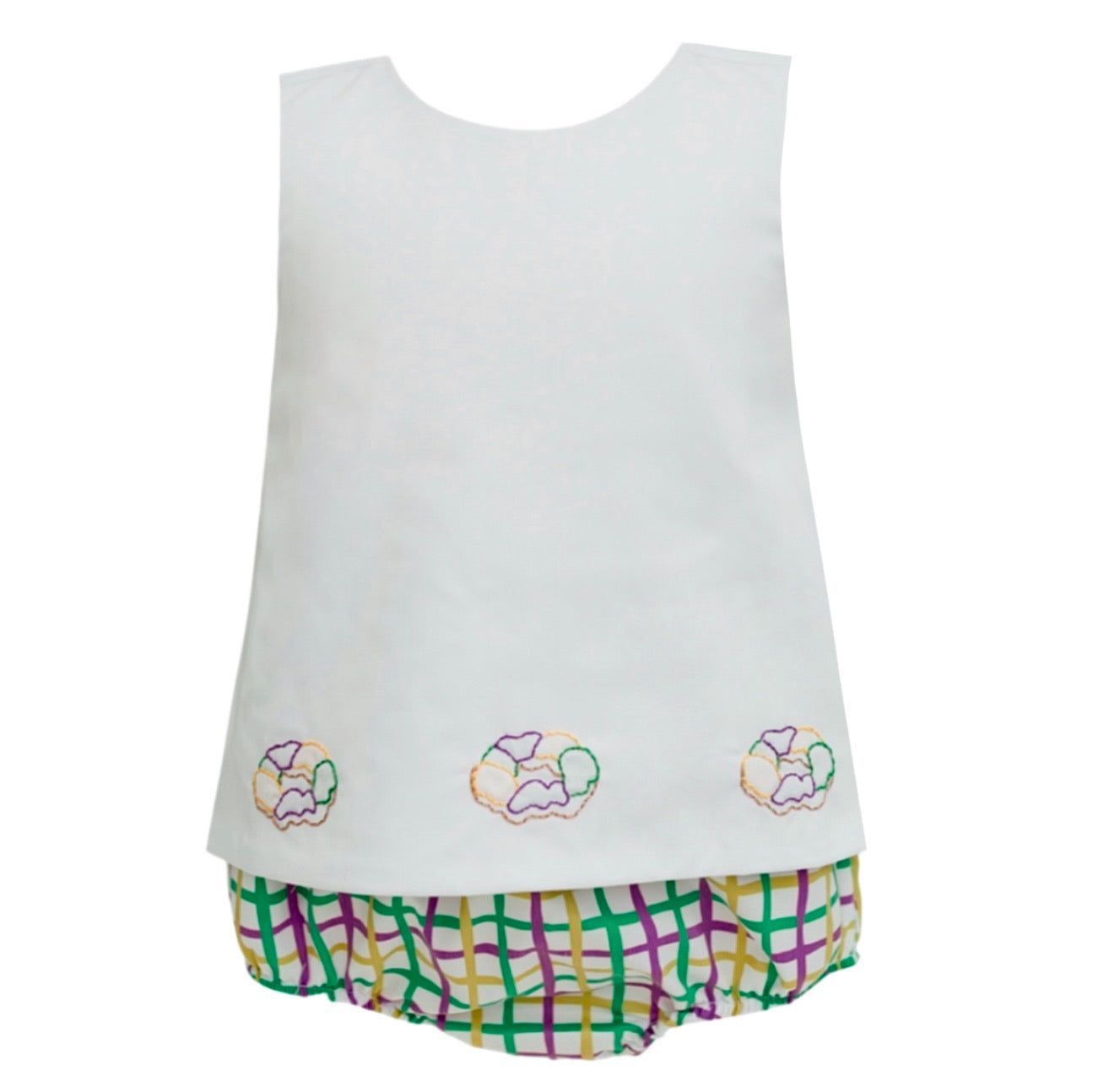 Mardi Gras Plaid King Cake Diaper Set