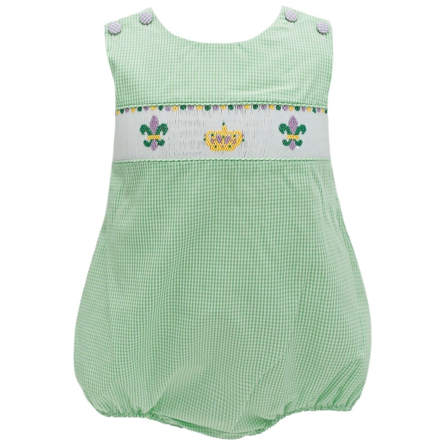 Green Smocked Crown Boy Bubble