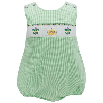 Green Smocked Crown Boy Bubble