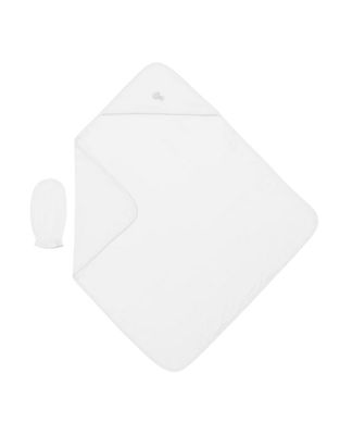 White/Silver Baa Baa Sheep Hooded Towel w/ Mitt Set