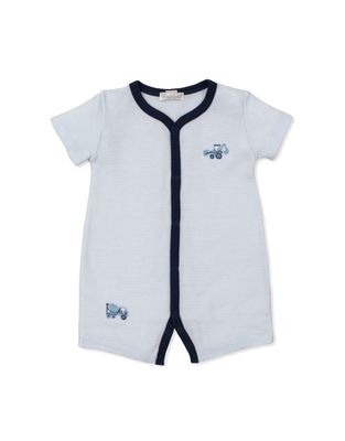 Light Blue Construction Trucks Short Playsuit 
