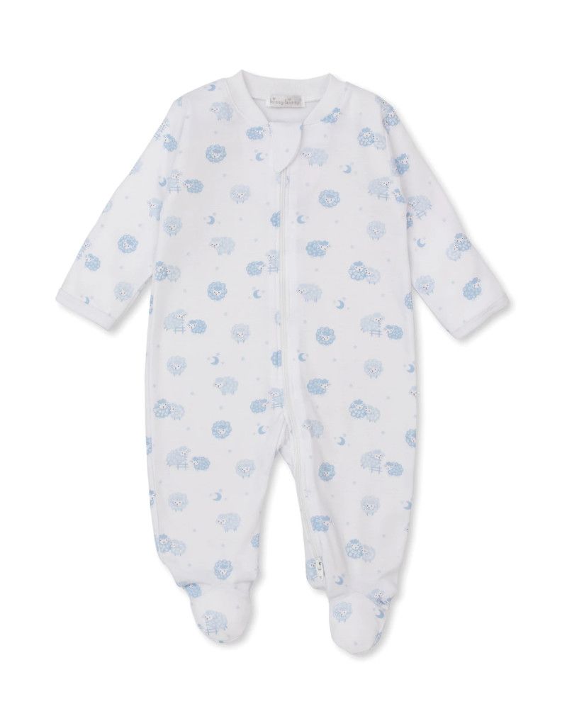 Light Blue Baa Baa Sheep Footie w/ Zip