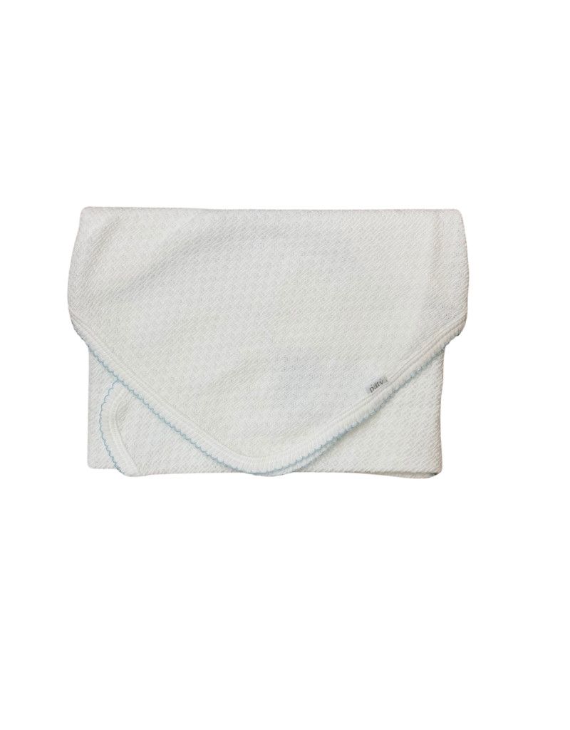 Paty White Blanket With Trim Blue no Bow