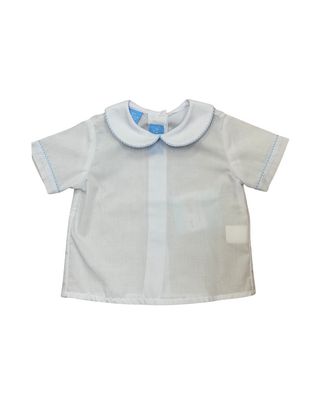 White SS Shirt with Gingham Piping