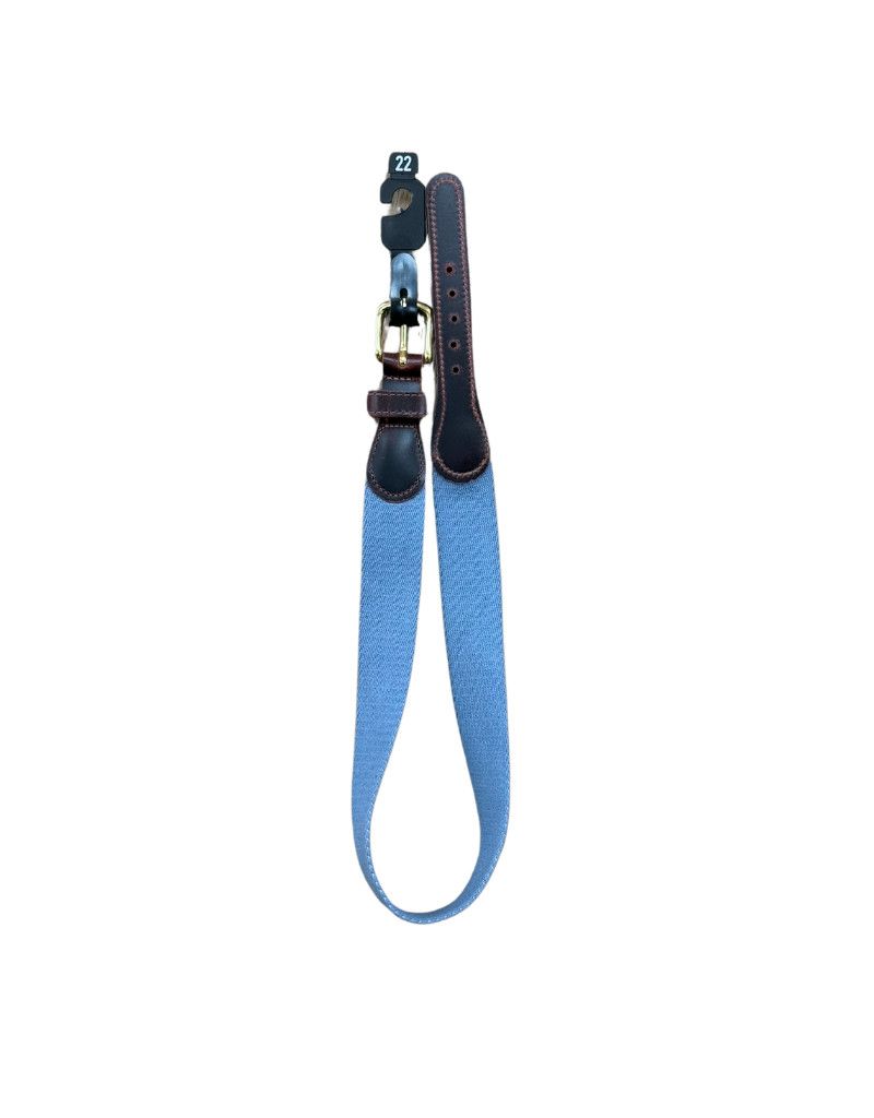 Blue Woven W/Leather Trim Belt