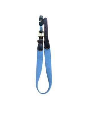 Blue Woven W/Leather Trim Belt