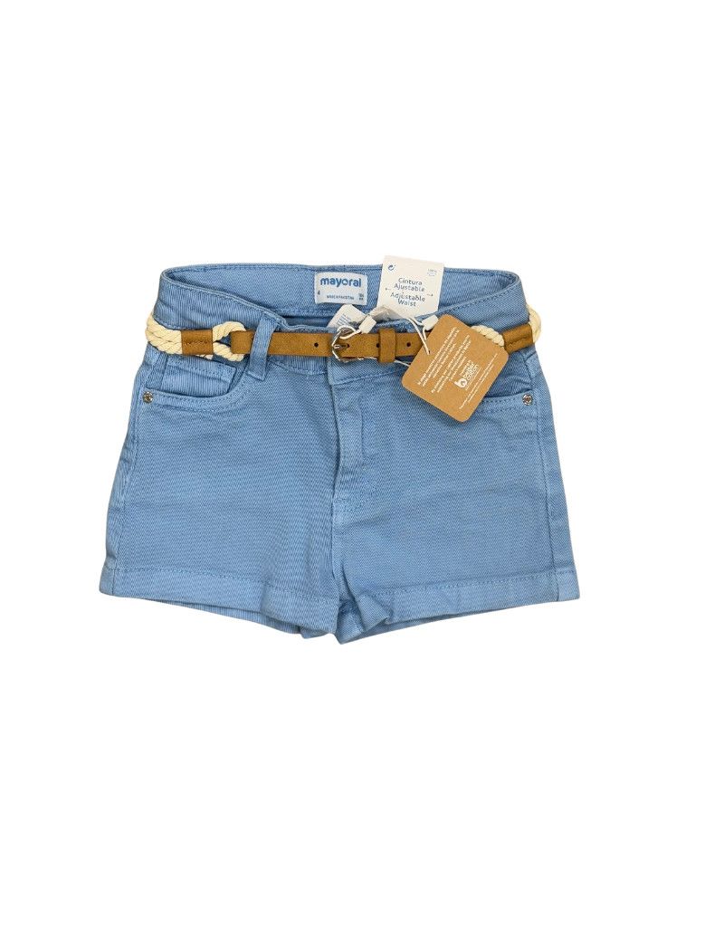 Light Blue Denim Shorts with Belt