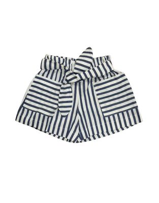 Stripe Tie Front Shorts, Navy