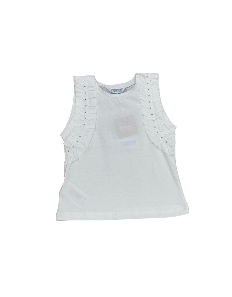 White Ruffle Top with Studs