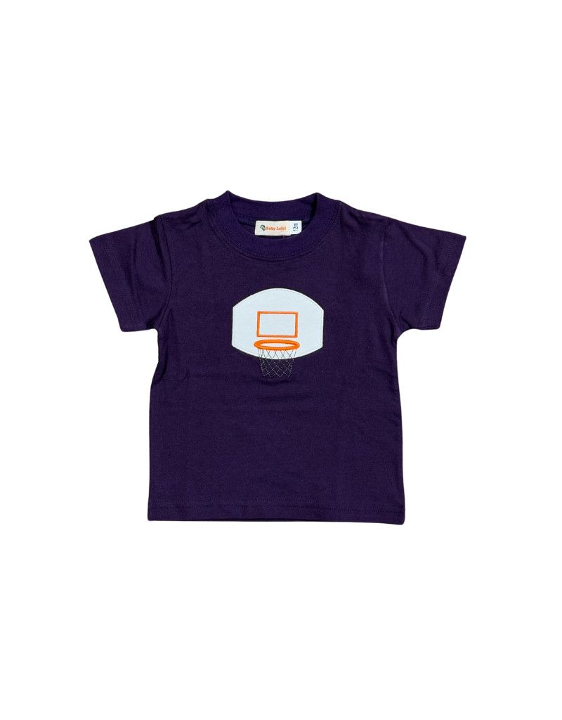 BBall Backboard Applique on Purple Knit Shirt 