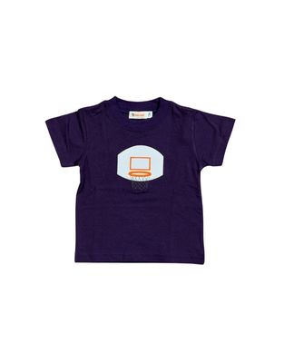 BBall Backboard Applique on Purple Knit Shirt 