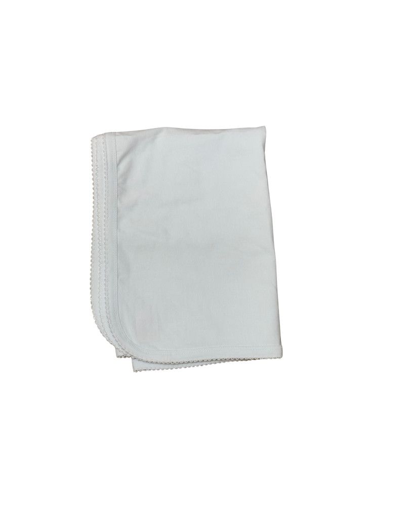 White Receiving Blanket  with White Picot Trim