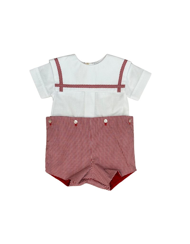 Red Gingham Button On