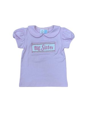 Big Sister Smocked Pink Knit Tee