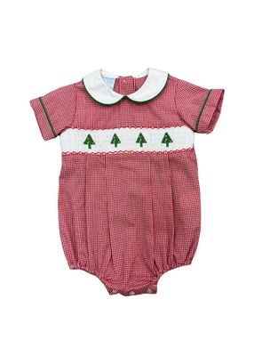 Trees Smock Bubble Red Gingham