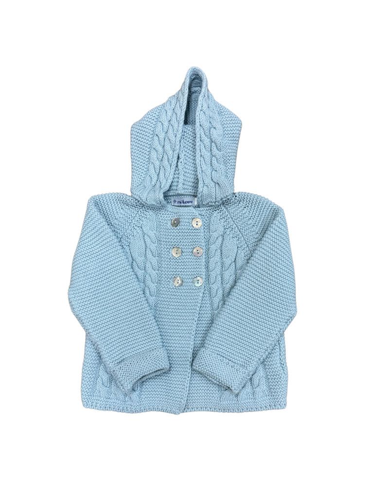 Blue Double Breasted Sweater W/Hood