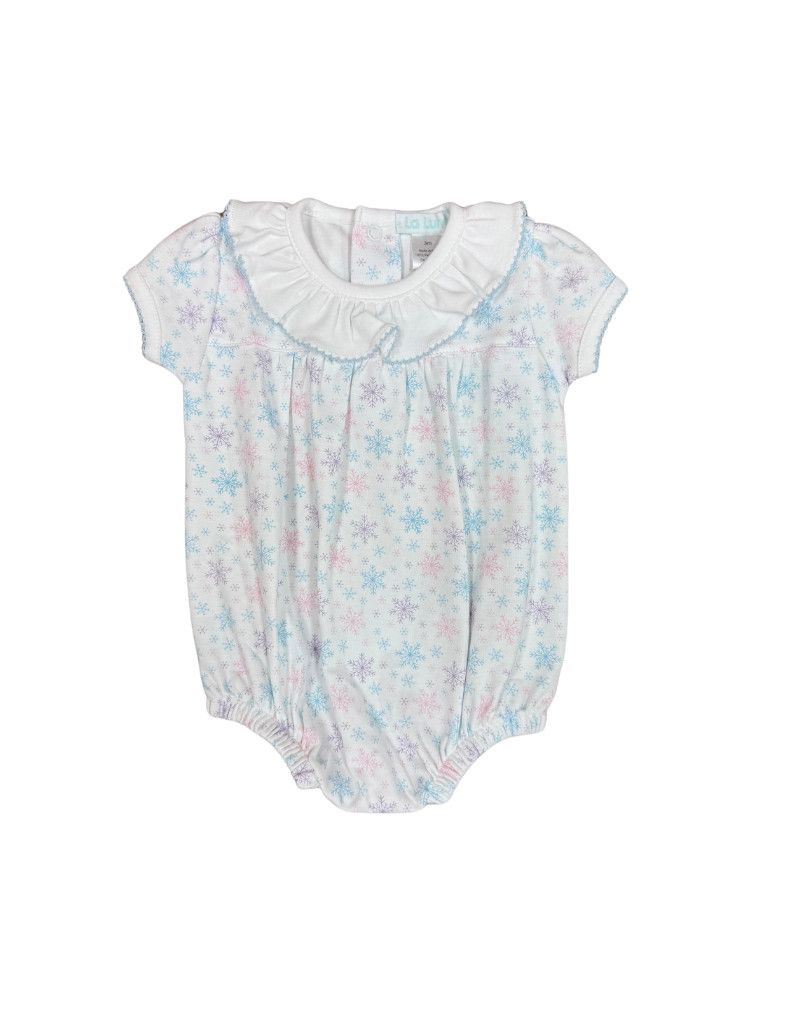 Rainbow Snowflake Ruffle Collar Pima Bubble