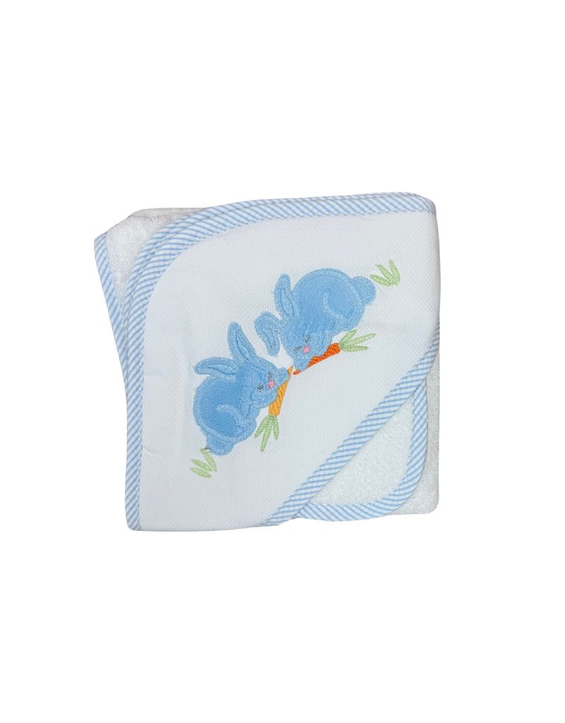 Hooded Towel and Washcloth Set, Blue Bunny
