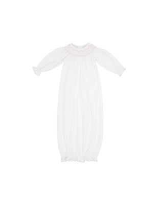 Sweetly Smocked Greeting Gown - White/Pink