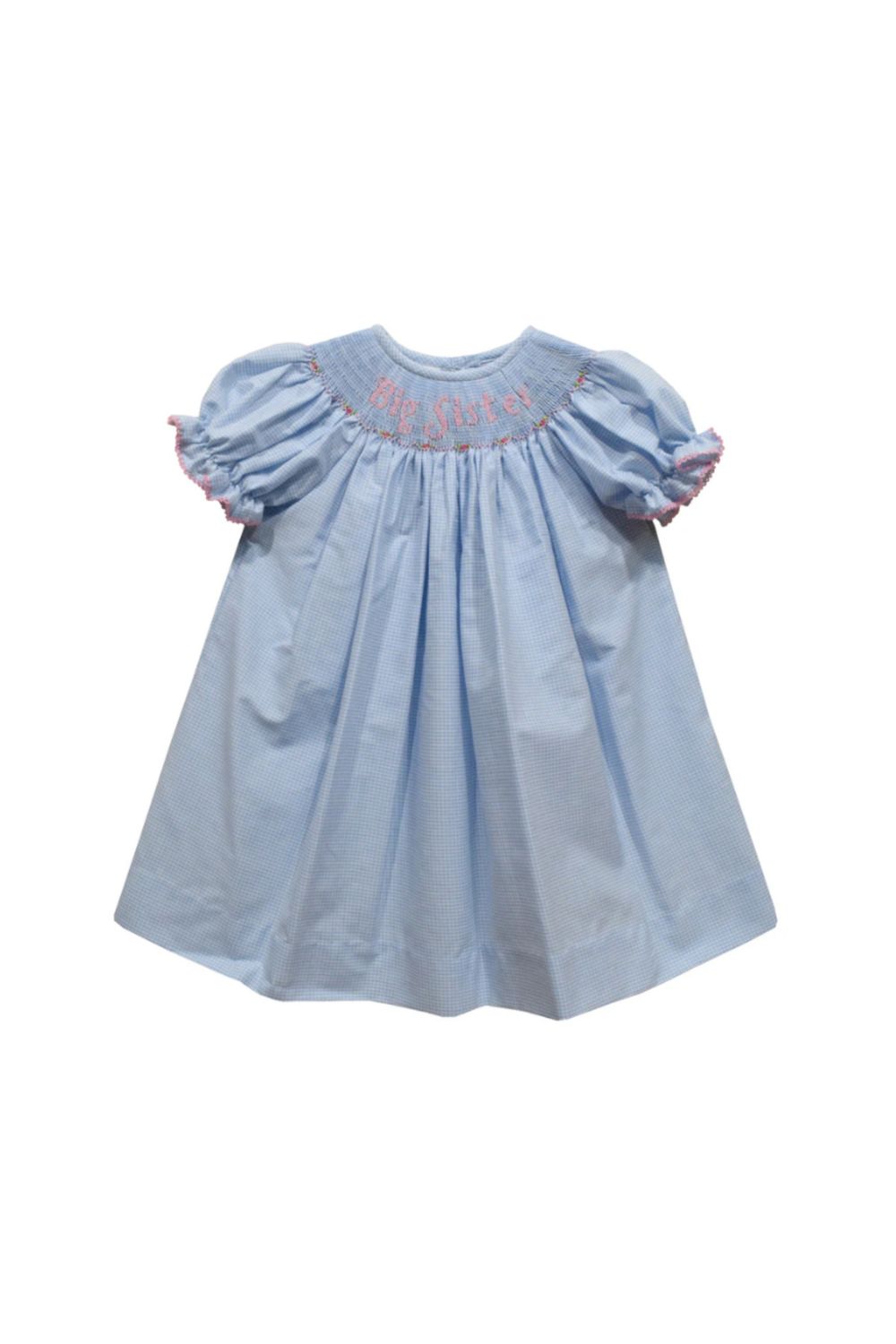 Big Sister Smocked Light Blue Check Bishop Dress