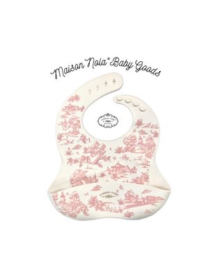 Pink Toile Silicone Bib