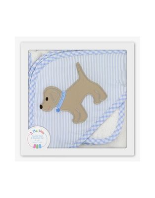 Hooded Towel and Washcloth Set, Blue Lab Puppy