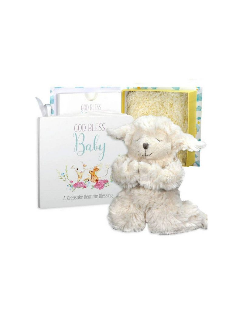 God Bless Baby Gift Set W/Book, Praying Lamb