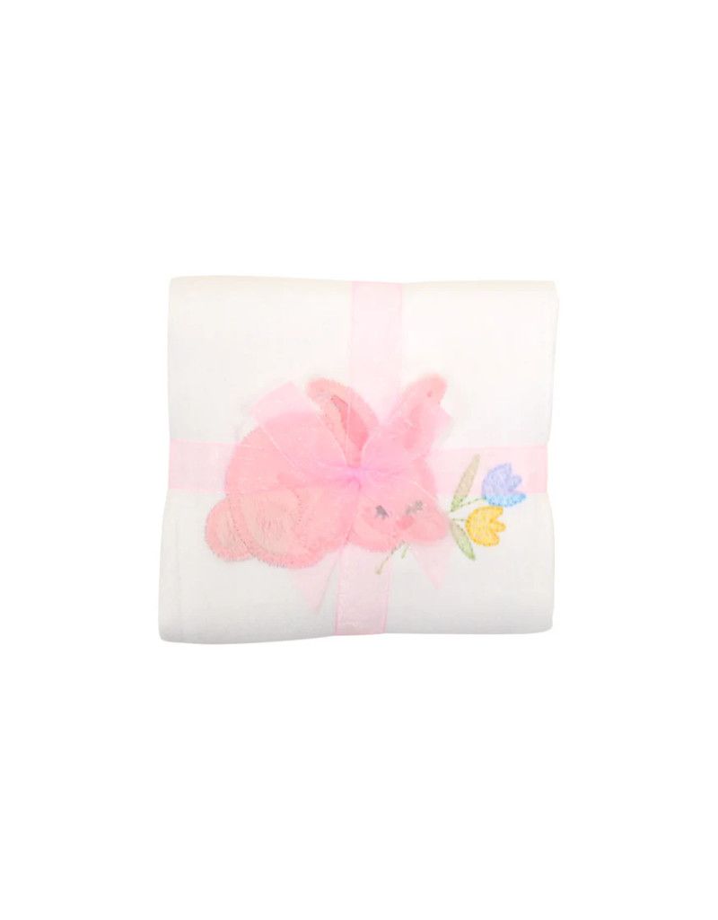 Bunny Applique Burp, Pink
