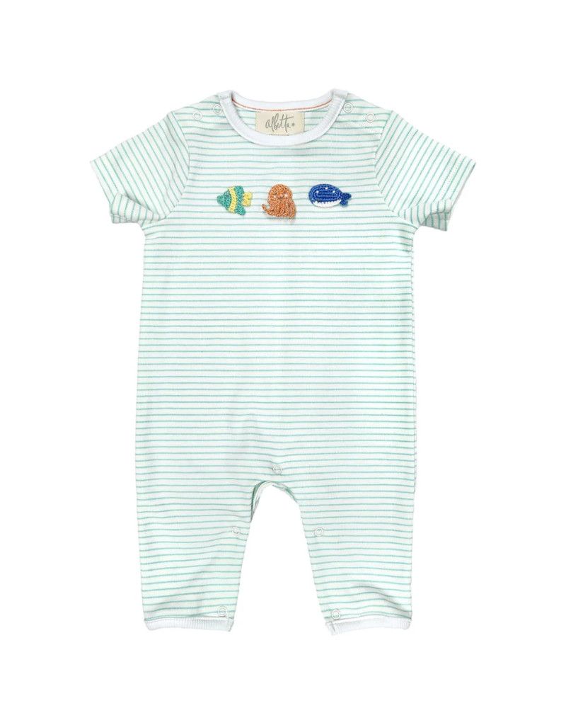 Fish Crochet Stripe Romper 6/12m