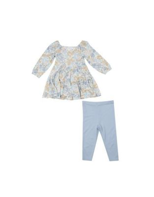 Edith&#39;s Floral Cap Sleeve Dress &amp; Rib Leggings