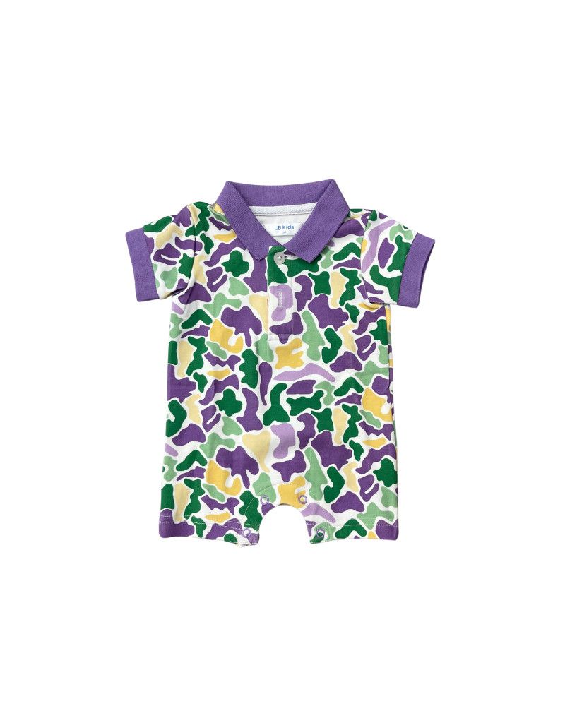 Mardi Gras Camo SS Polo Shortall