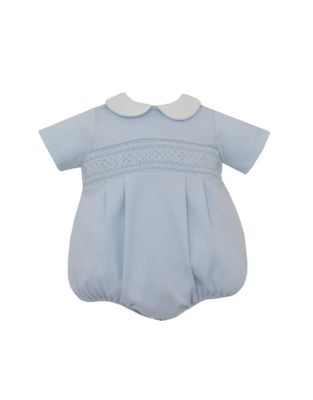 Thomas SS Bubble, Blue Knit Smocked