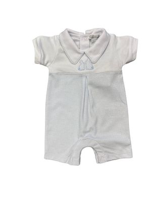 Pique Bunny Bash Short Playsuit, Light BLue/White